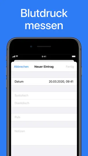 Screenshot von Blutdruck App auf dem iPhone 4