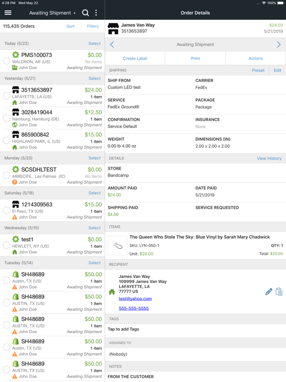 ShipStation Mobile iPad screenshot 4 - Productivity app