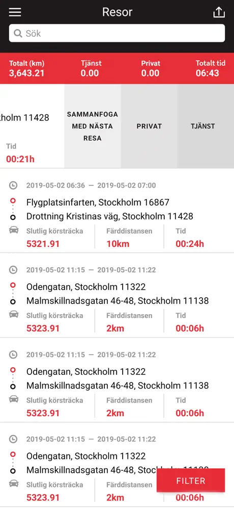 MiniFinder Körjournal