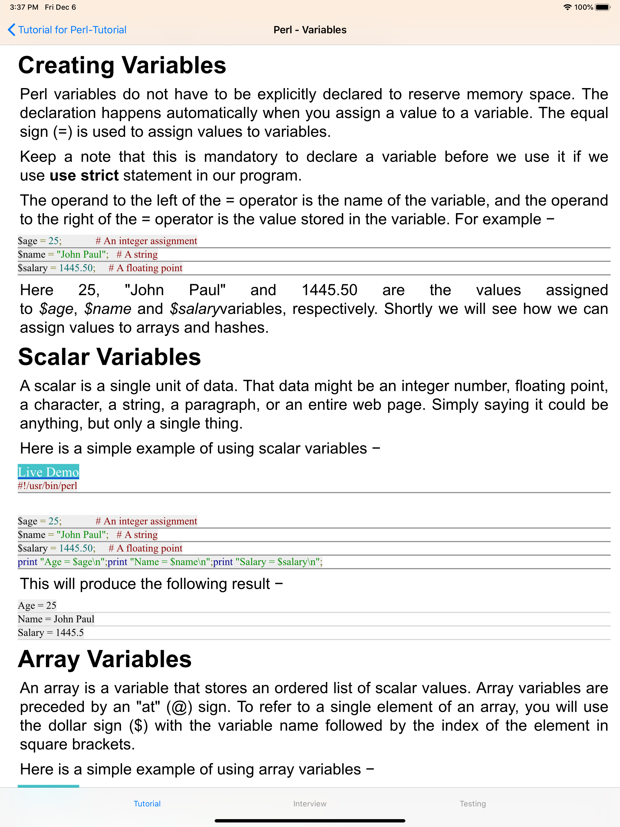 Tutorial of Perl screenshot 5