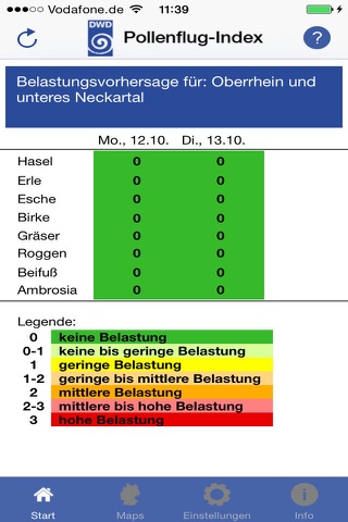 Pollenflug-Gefahrenindex screenshot 2
