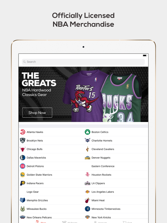 Fanatics NBA Shop iPad screenshot 1 - Sports app