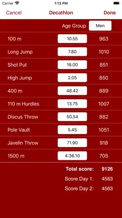 Athletics Score Calculator iPhone image 2