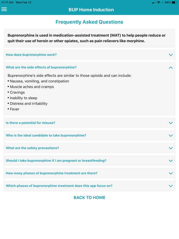 Buprenorphine Home Induction iPad screenshot 5 - Medical app