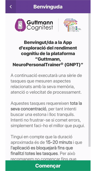 Guttmann Cognitest Screenshot