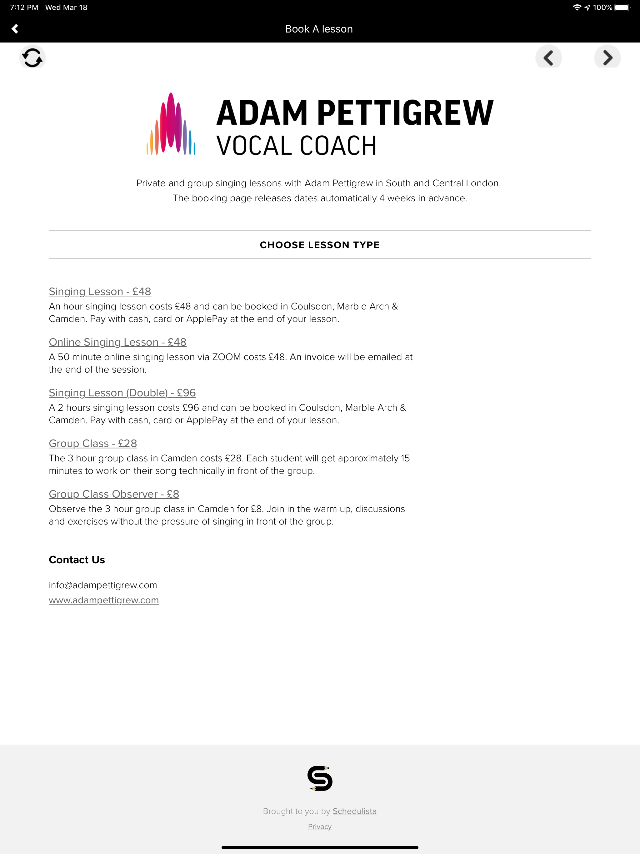Adam Pettigrew - Vocal Coach