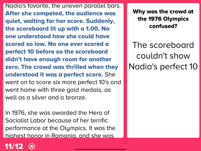 ‎Sports Reading Comprehension Screenshot