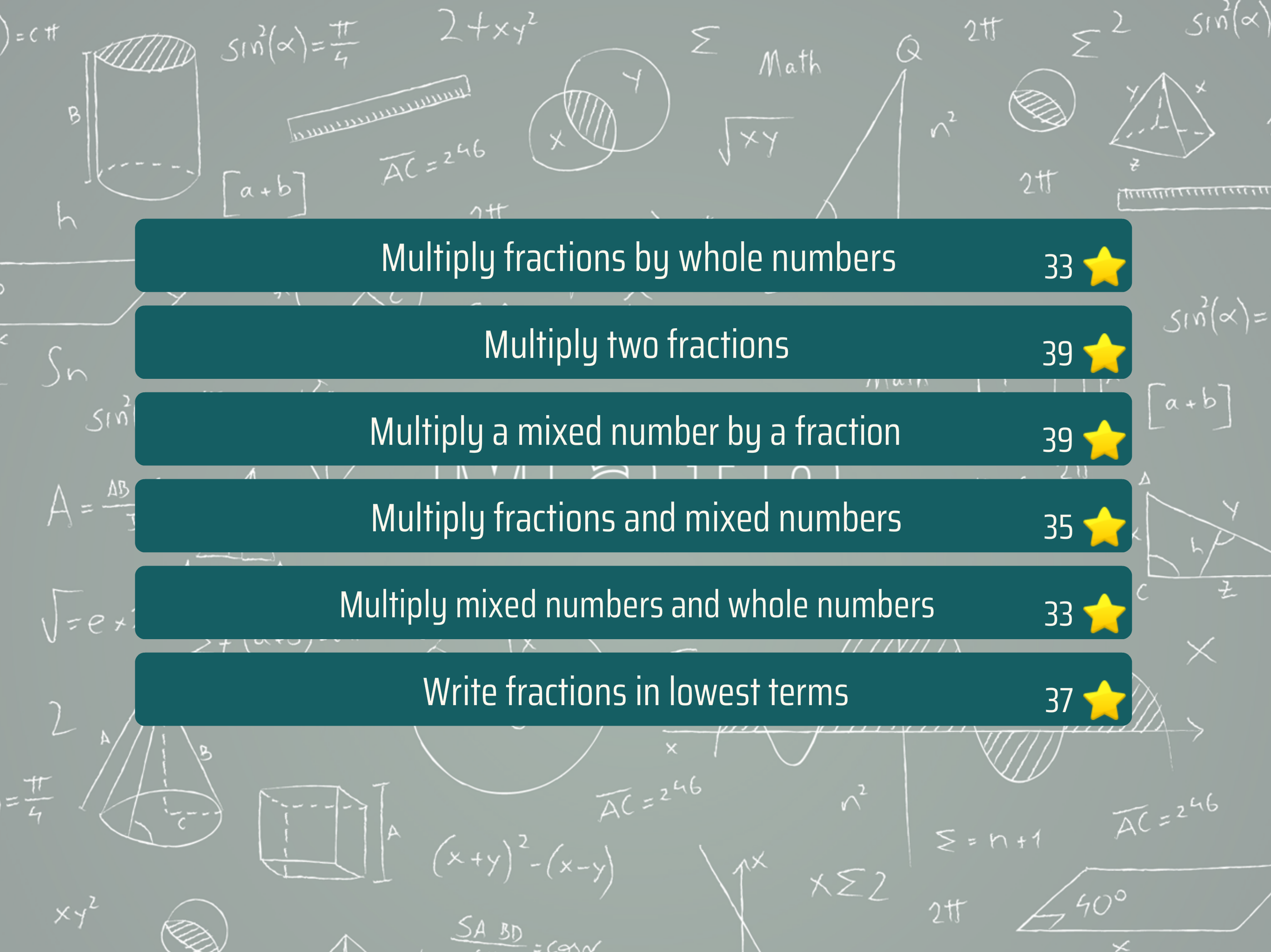 Multiplying Fractions Trainer