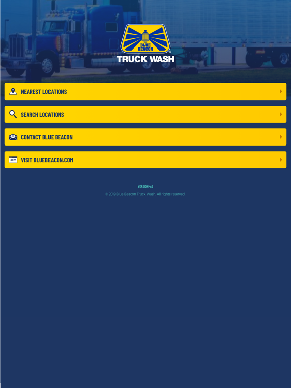 Blue Beacon Truck Wash iPad screenshot 1 - Navigation app
