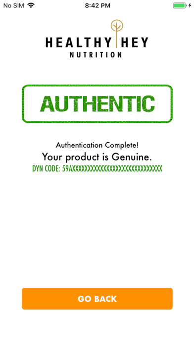 HealthyHey Authenticator Screenshot