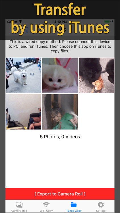 QuickToss - Copy files to PC