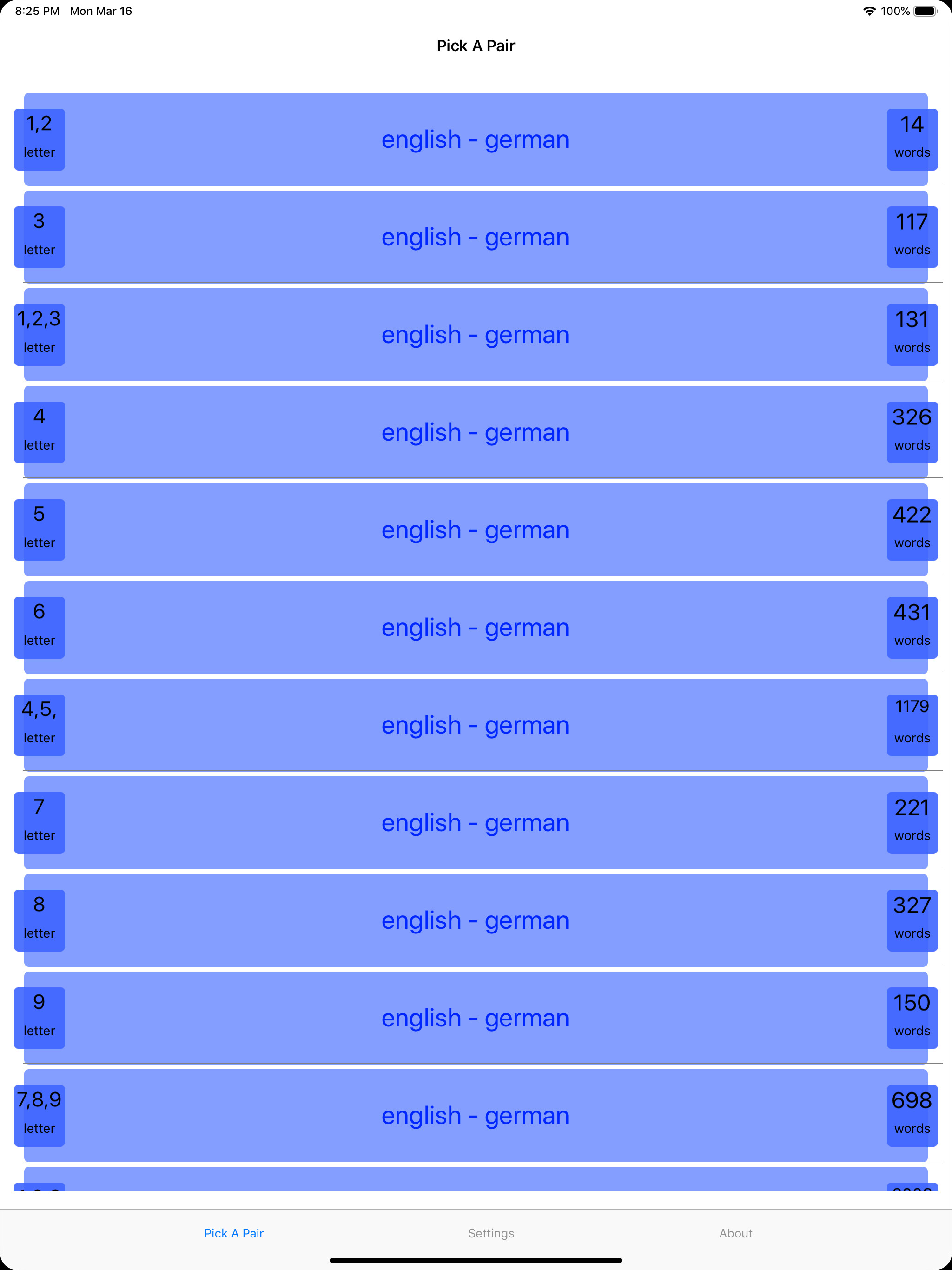 PickAPair German - English