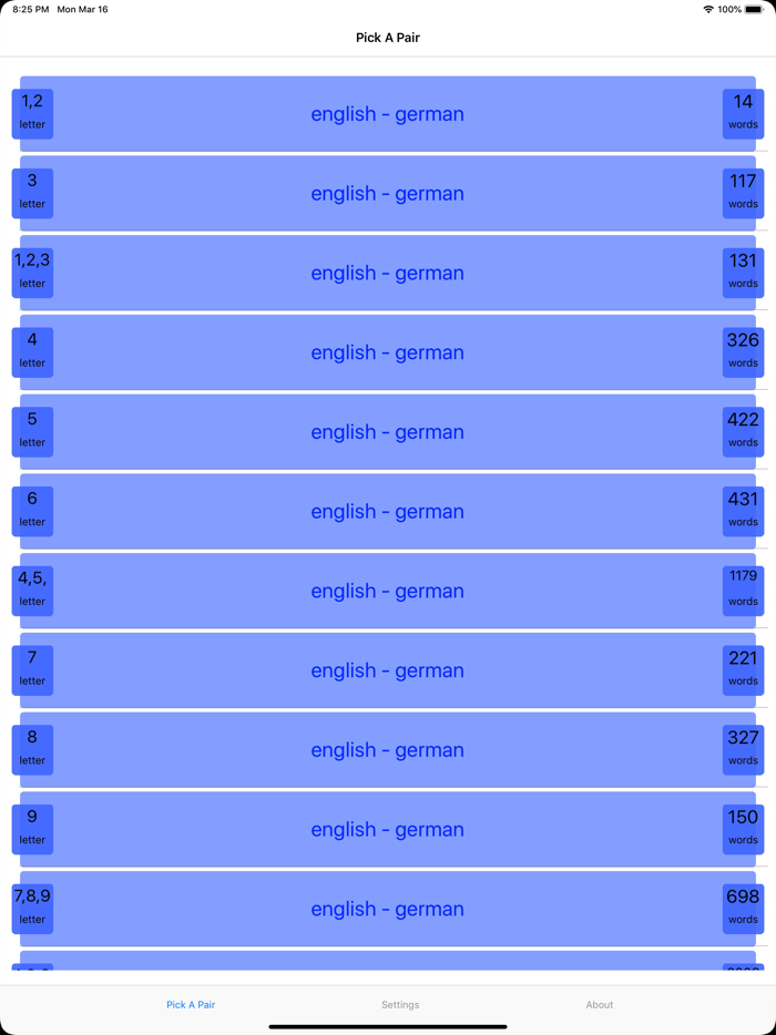 PickAPair German - English