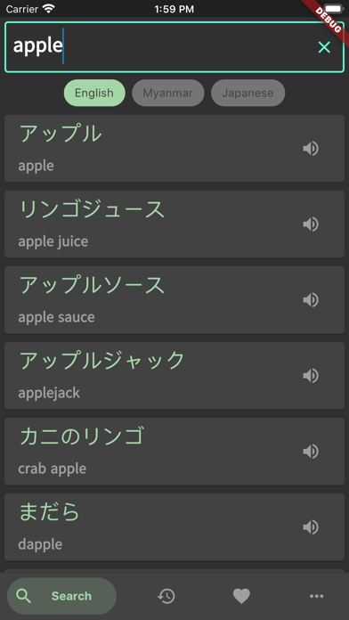 MM-JP Dictionary Screenshot