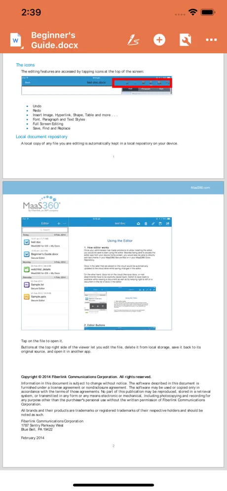 MaaS360 Secure Editor