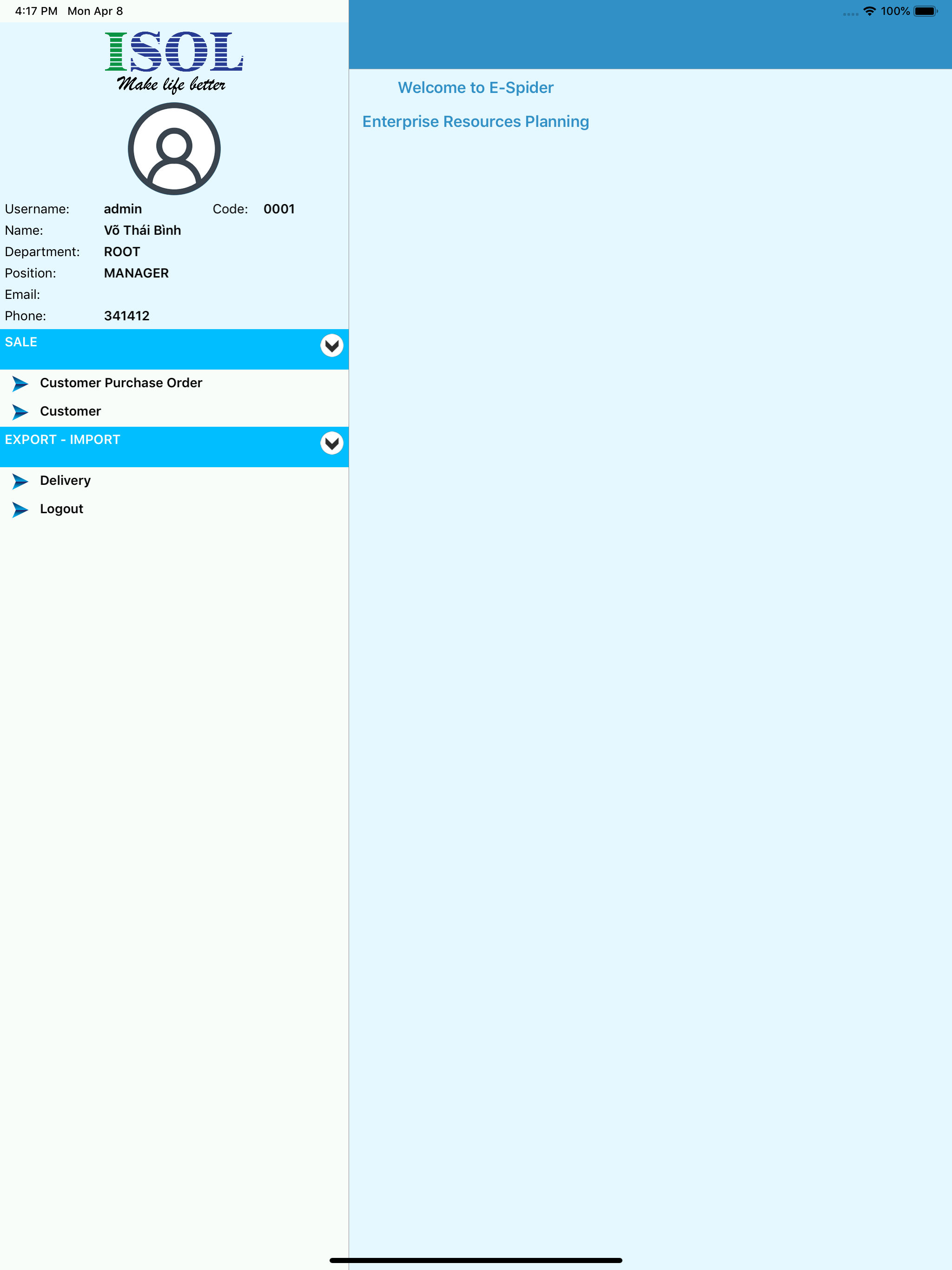 ISOL ERP screenshot 12