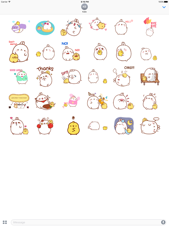 Animated Molang And Piu Piu iPad screenshot 2 - Stickers app