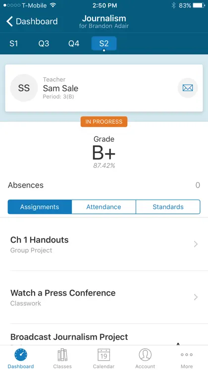 Capture d'écran 4 sur 5 de PowerSchool Mobile