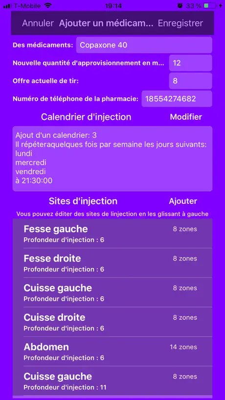 Aide médicale avec injections