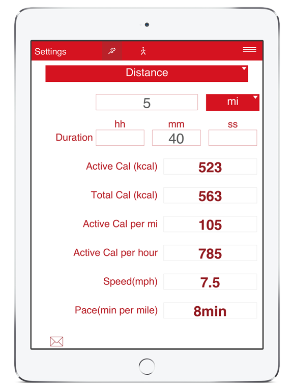 Running and Walking Calories iPad screenshot 3 - Sports app