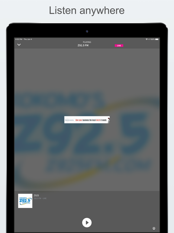 Kokomo's Z925 iPad screenshot 2 - Music app