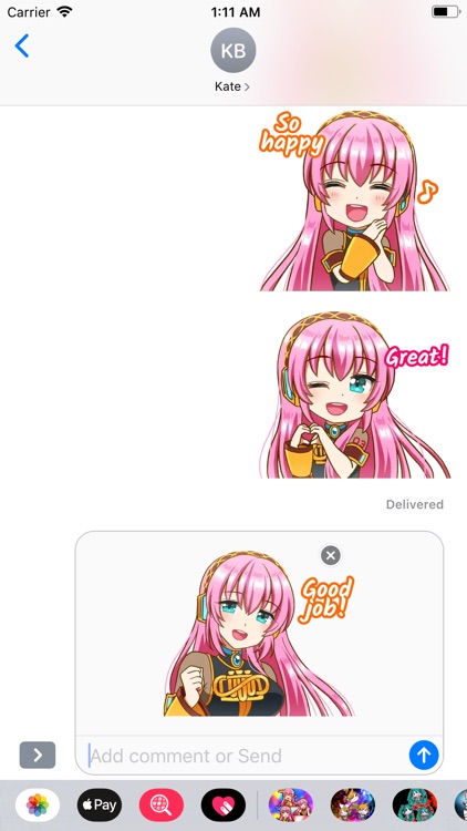 Pink Hair chibi stickers emoji