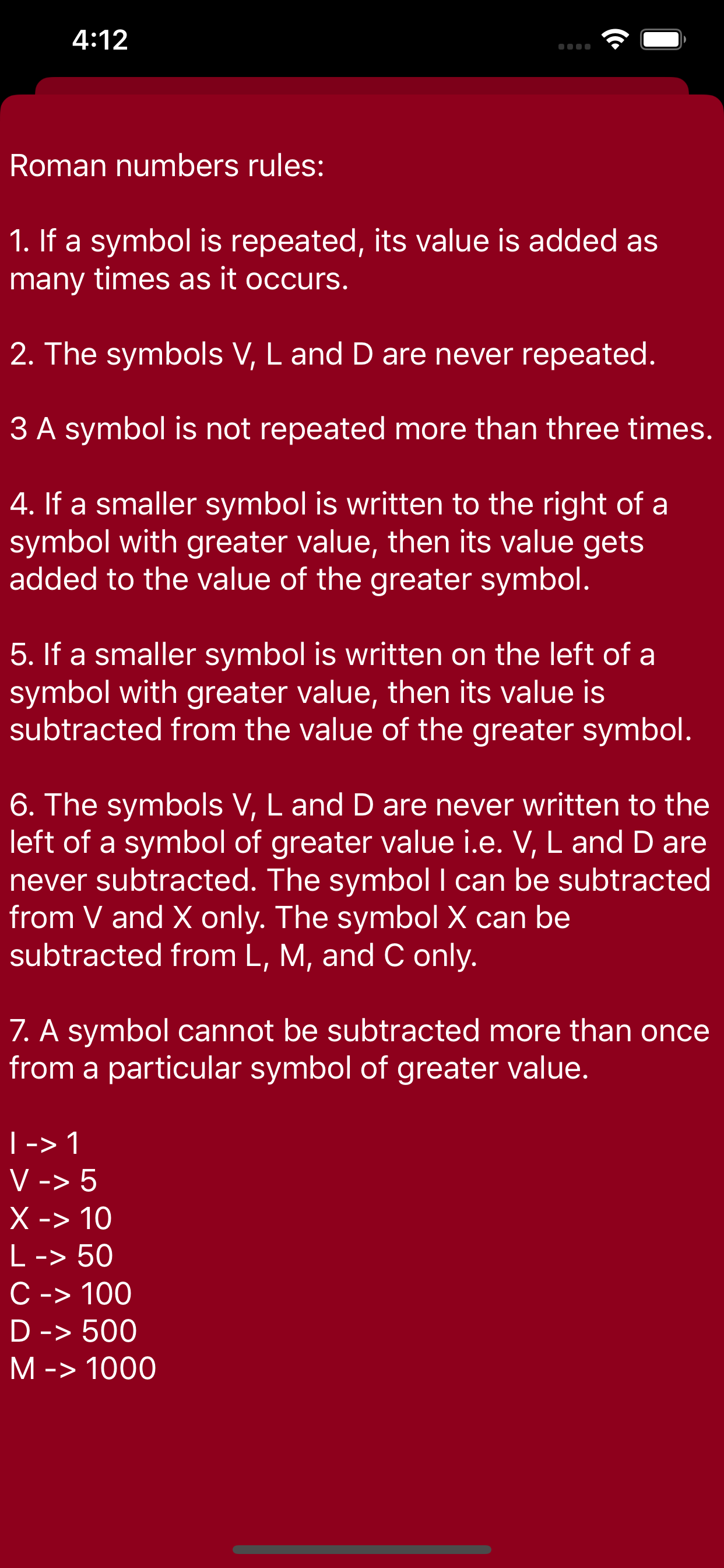 Roman Numbers