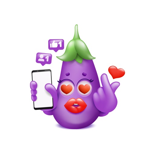 Eggplant 3D Emoji Stickers App icon