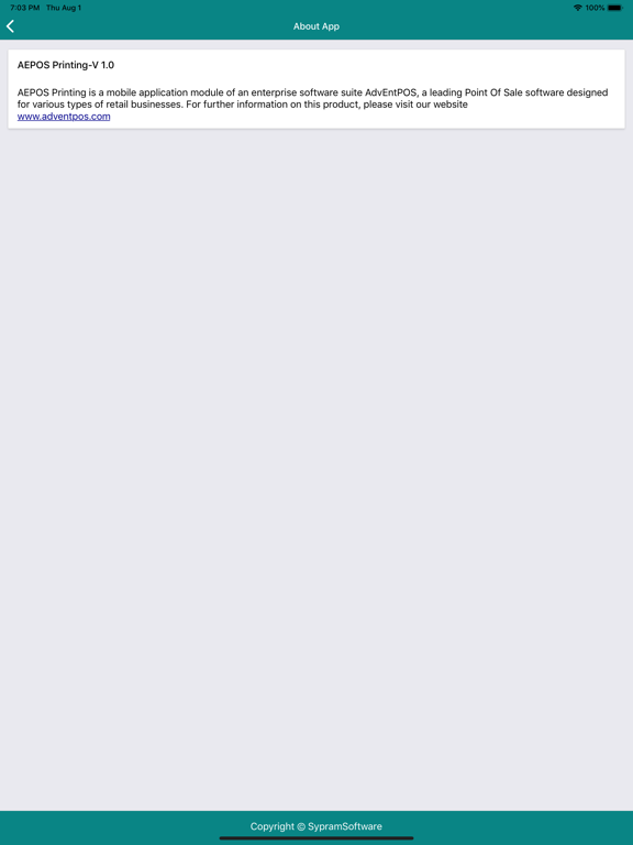 AEPOS Printing iPad screenshot