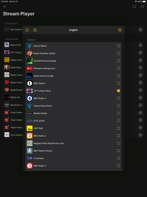 Audio Stream Player iPad screenshot 10 - Music app