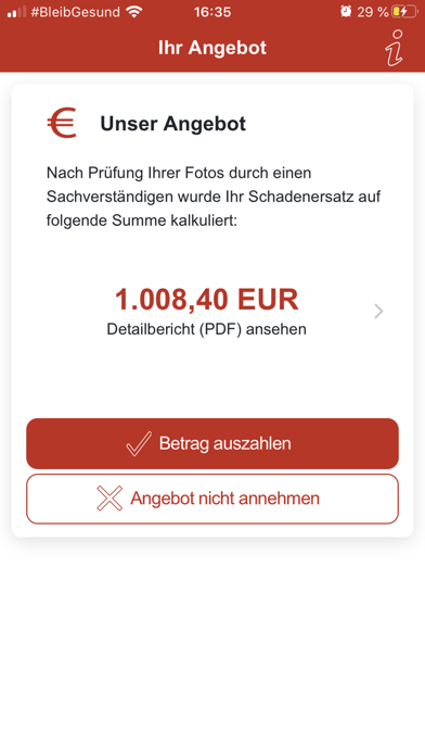 Sofortregulierung Screenshot