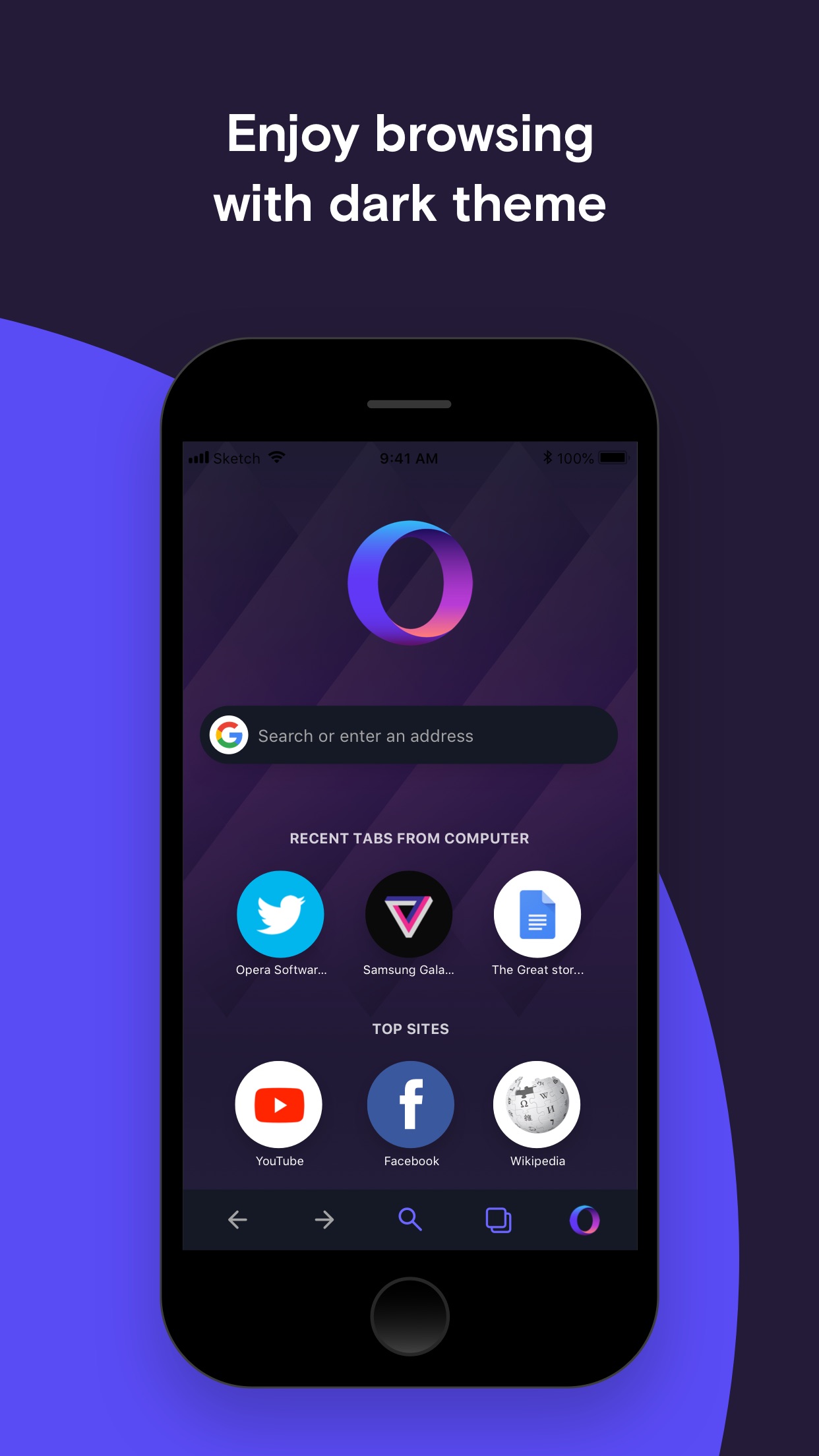 Screenshot do app Browser Opera Touch