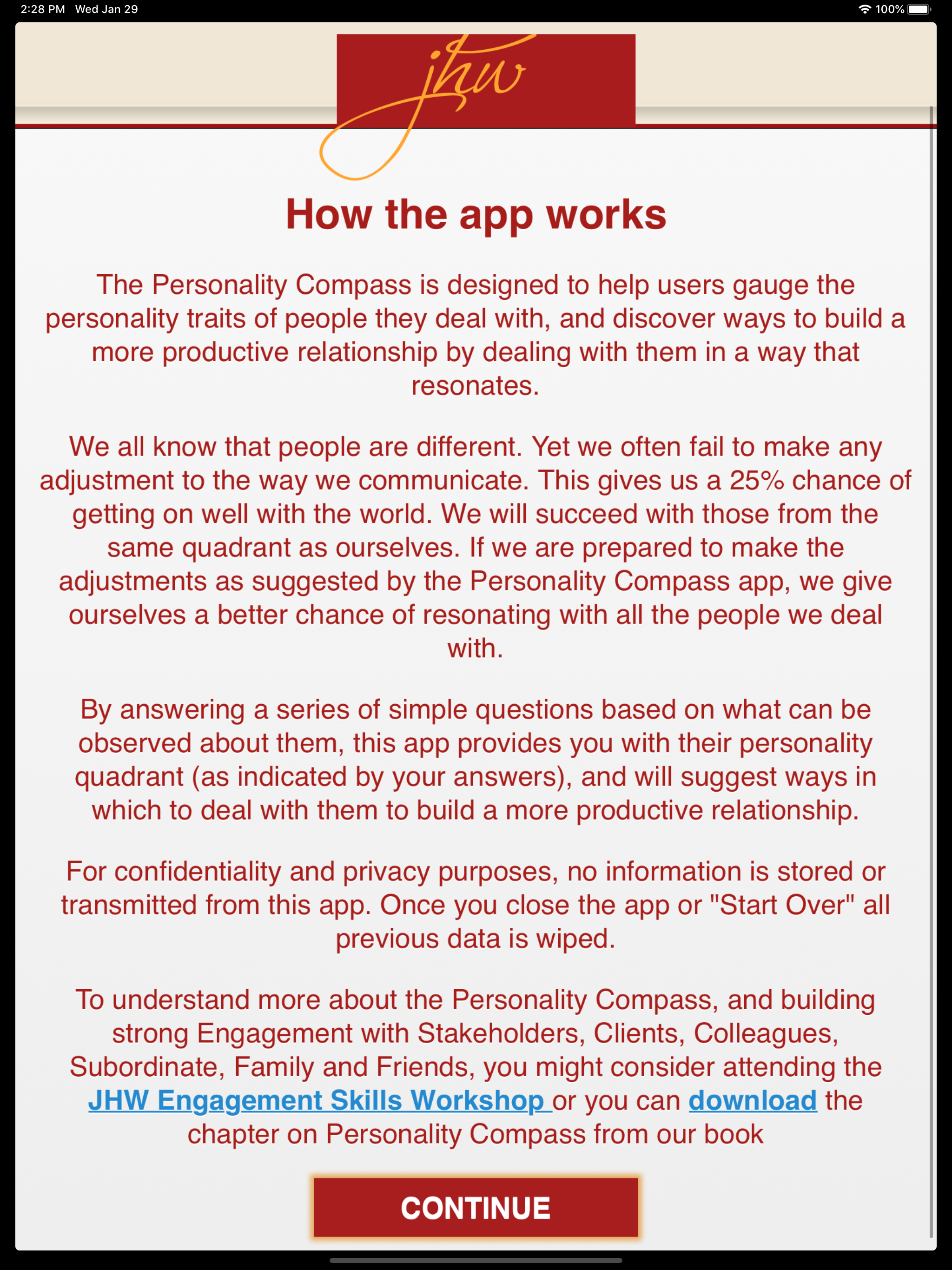 JHW Personality Compass screenshot 8