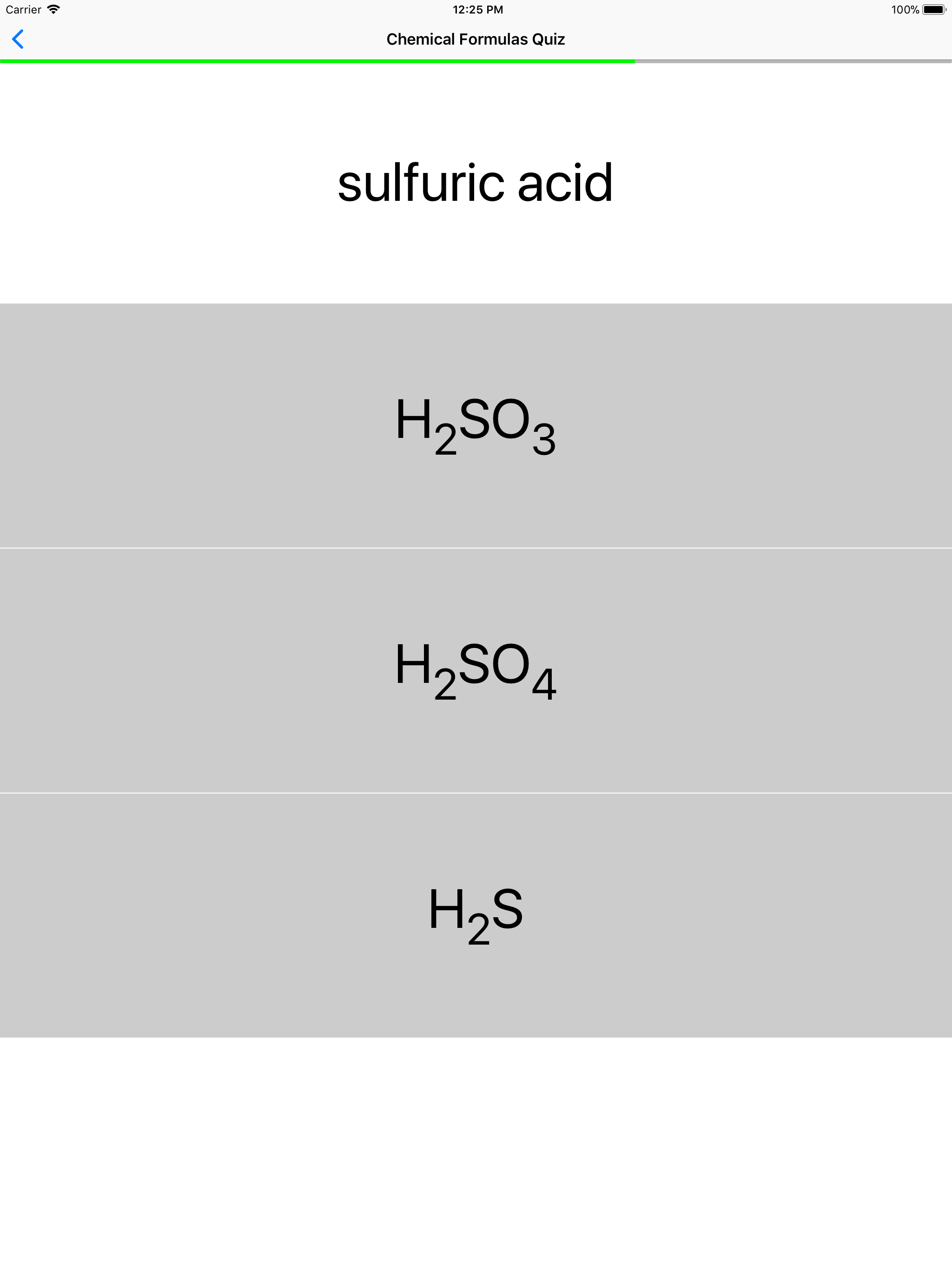 Chemical Formulas Quiz
