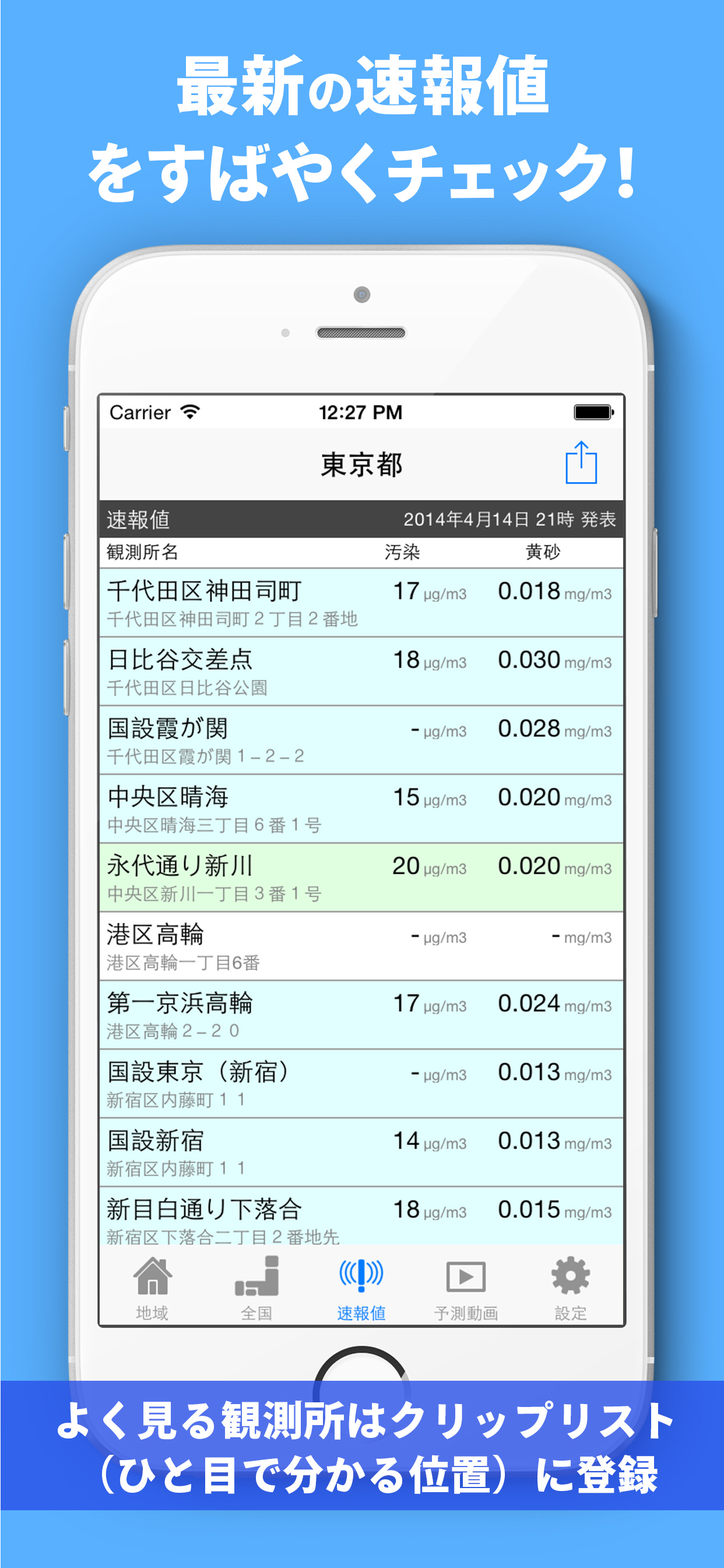 PM2.5と黄砂の予測 大気汚染予報