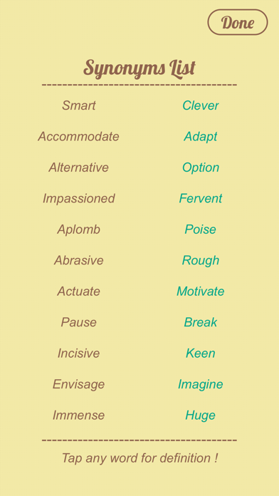 Synonyms Quiz Screenshot