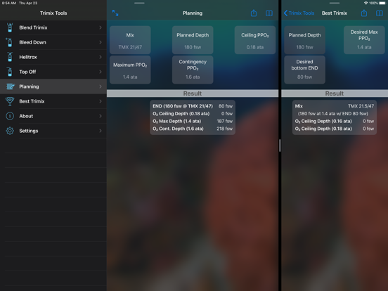 Trimix Tools iPad app afbeelding 6