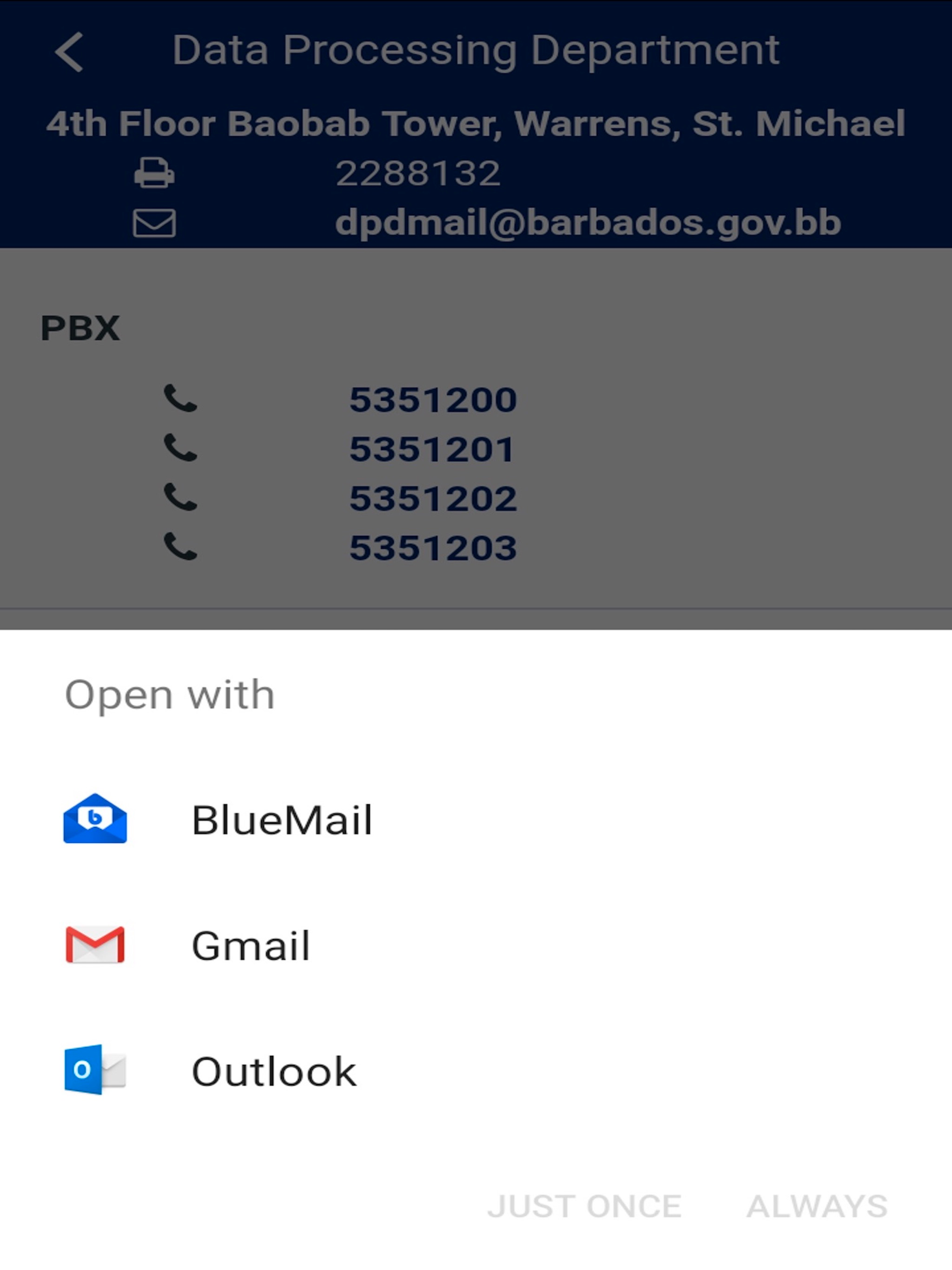Barbados Government Directory