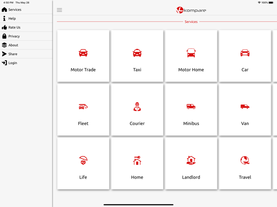 Kompare iPad screenshot