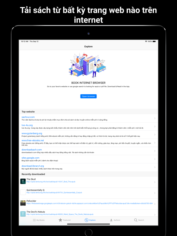 Sách internet - tải dễ dàng iPad screenshot