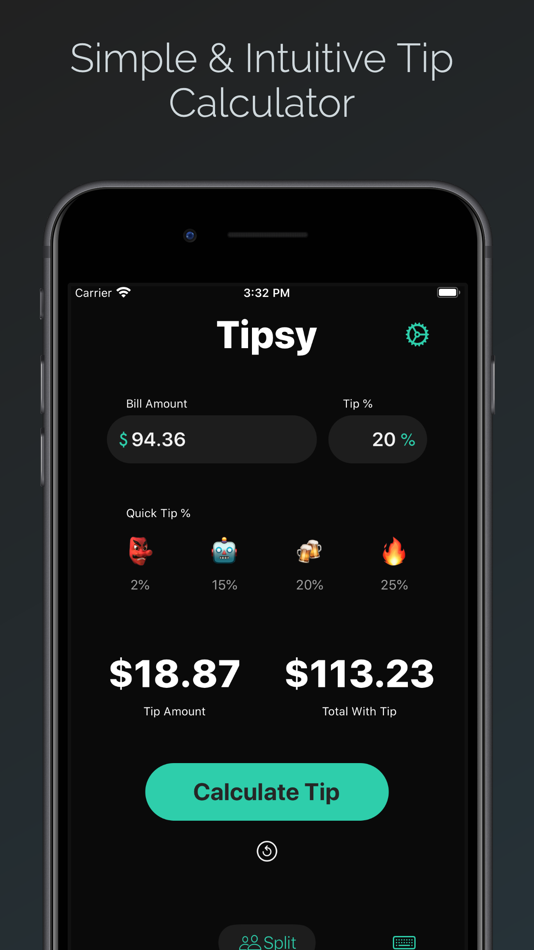 #1. Tipsy - Fun Tip Calculator (iOS) 由: Marlon Raskin