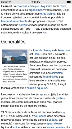 Capture d'écran de Wikipanion sur iPhone 1