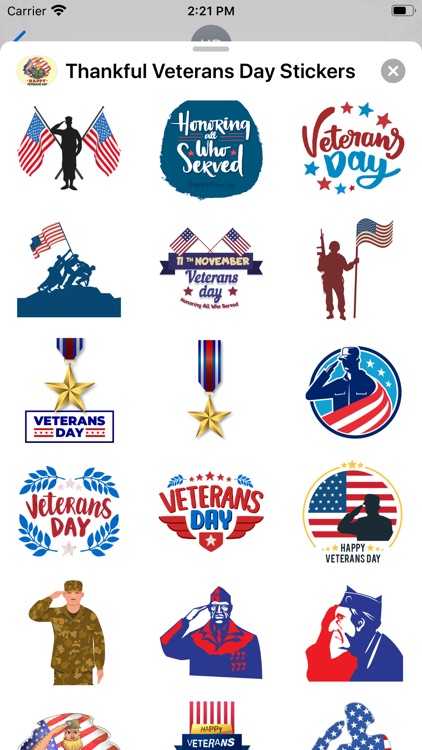 Thankful Veterans Day Stickers