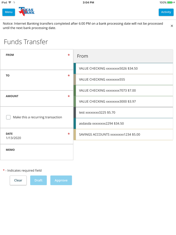 Texas Bank Mobile iPad screenshot 4 - Finance app
