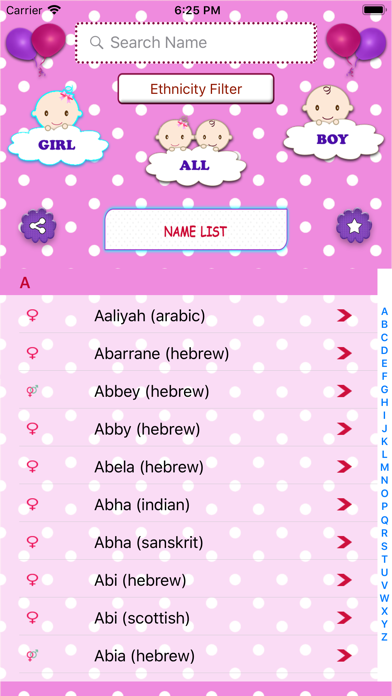 Baby Names Dictionary Screenshot
