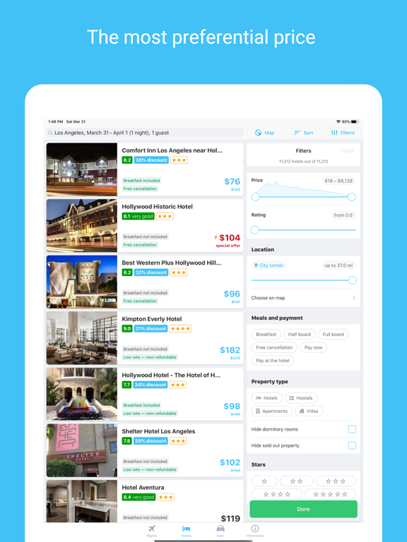 Cheap flights, hotels & car iPad screenshot