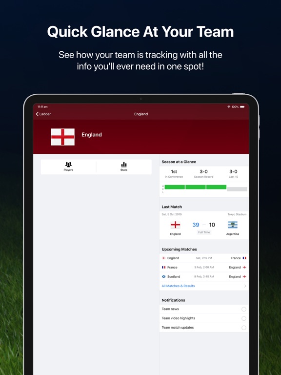 Union Live for iPad iPad screenshot 6 - Sports app
