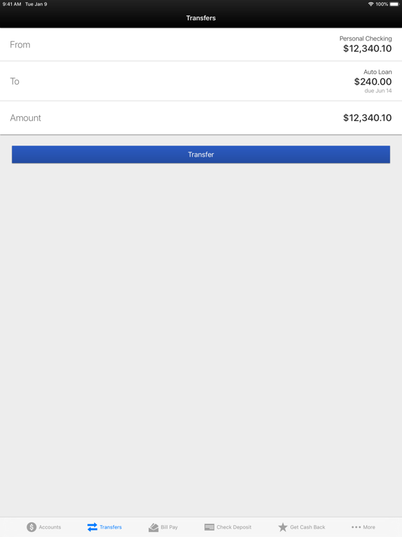 RFCU Mobile Banking iPad screenshot 4 - Finance app