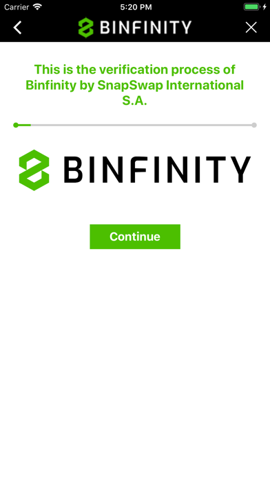 Binfinity Signup screenshot 2
