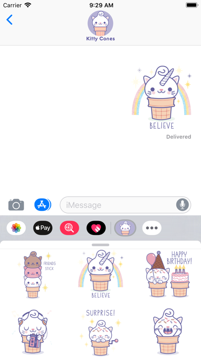 Kitty Cones Animated Stickers iPhone screenshot 5 - Stickers app